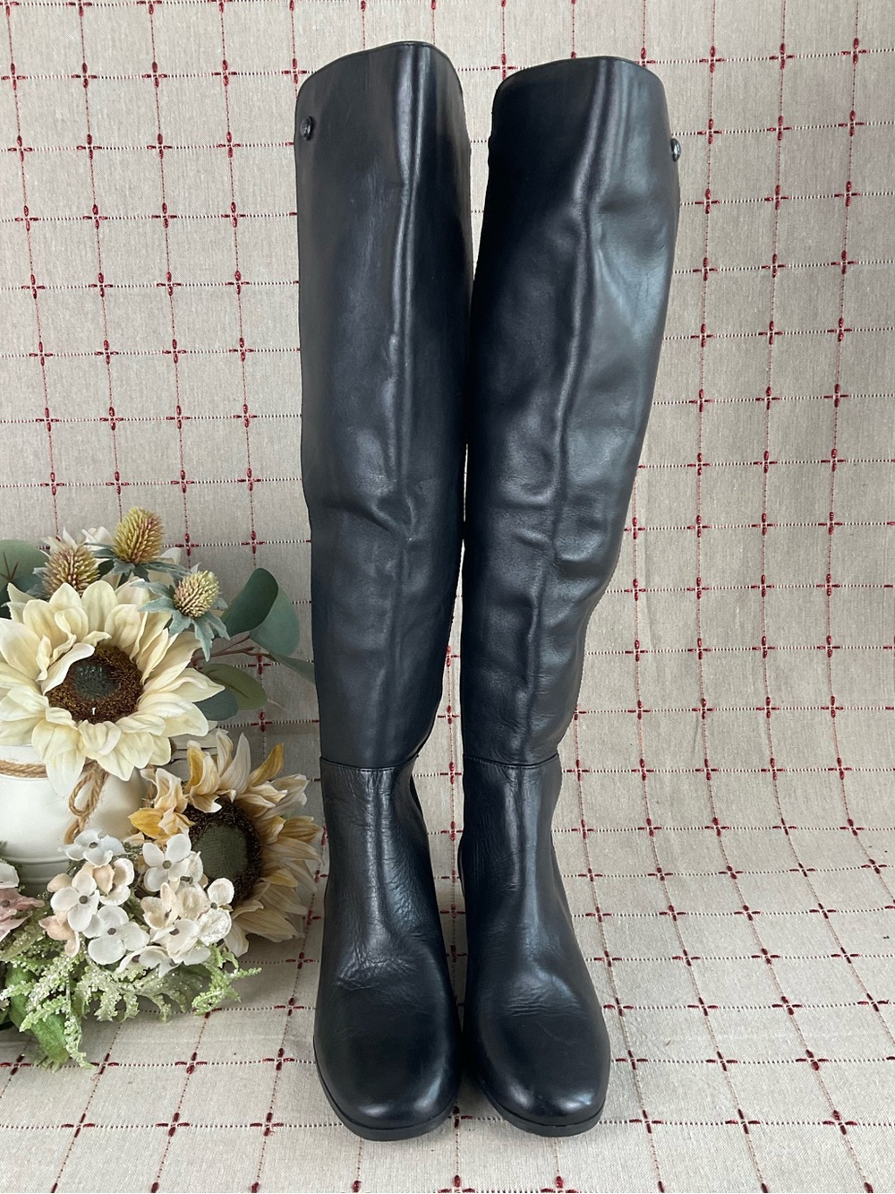Vince Camuto “Karita” Over The Knee Riding Boots Women's Sz 5.5 Black Leather - Picture 2 of 9